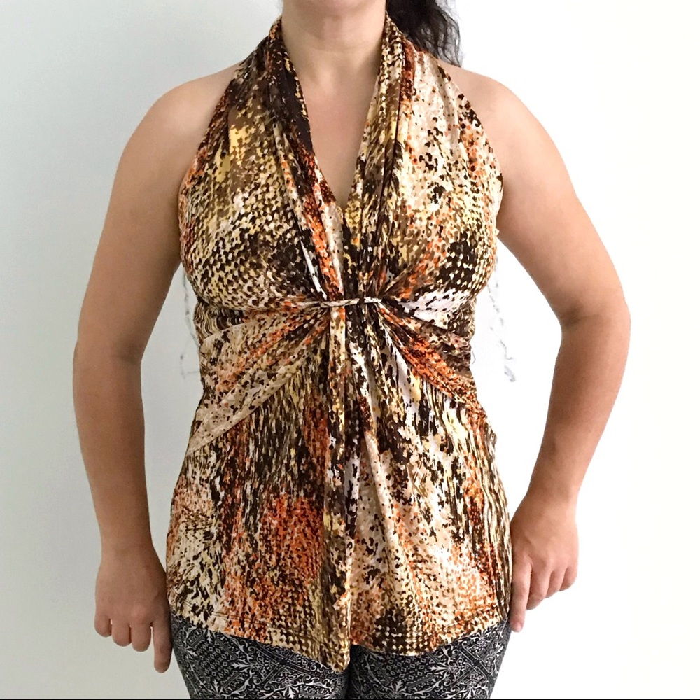 New Directions Halter Neck Fitted Stretchy Sleeveless Tank Top - Picture 1 of 6